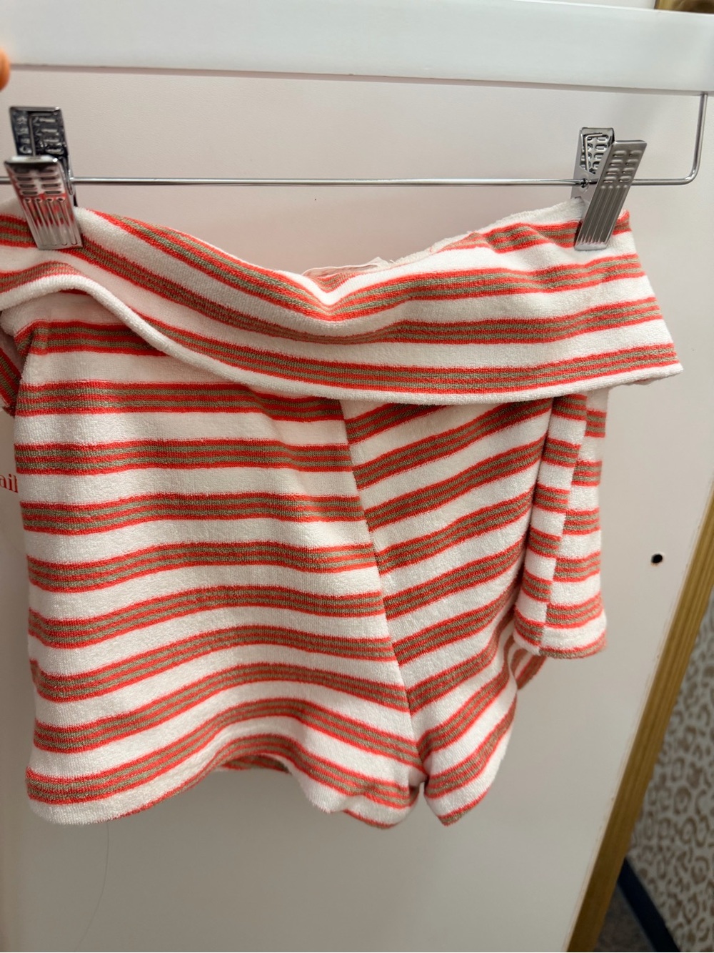 NWT Bailey Rose Striped Terry Cloth Foldover Shorts – Coral & Olive